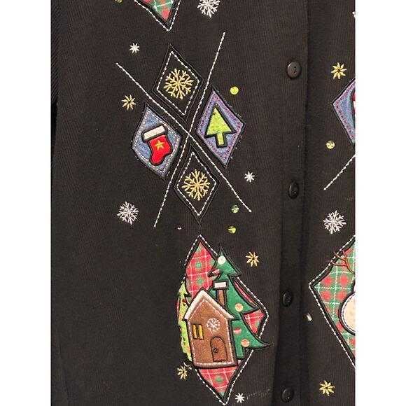 Designer Originals Studio Joy Christmas Jacket Size M Black Button Up Collar - Picture 8 of 9